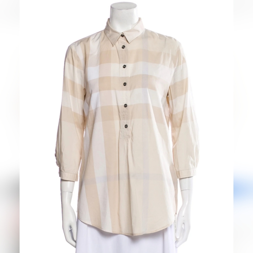 Burberry Britt Oversize Plaid Top Sz. XS Euc! 19" Pit To Pit